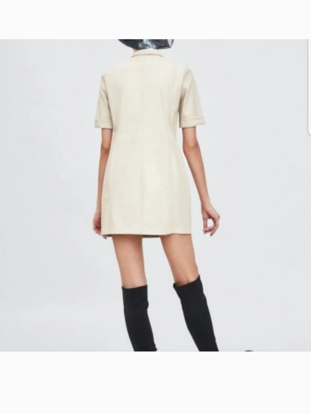 Zara Cream Button-Front Mini Dress - Picture 4 of 8